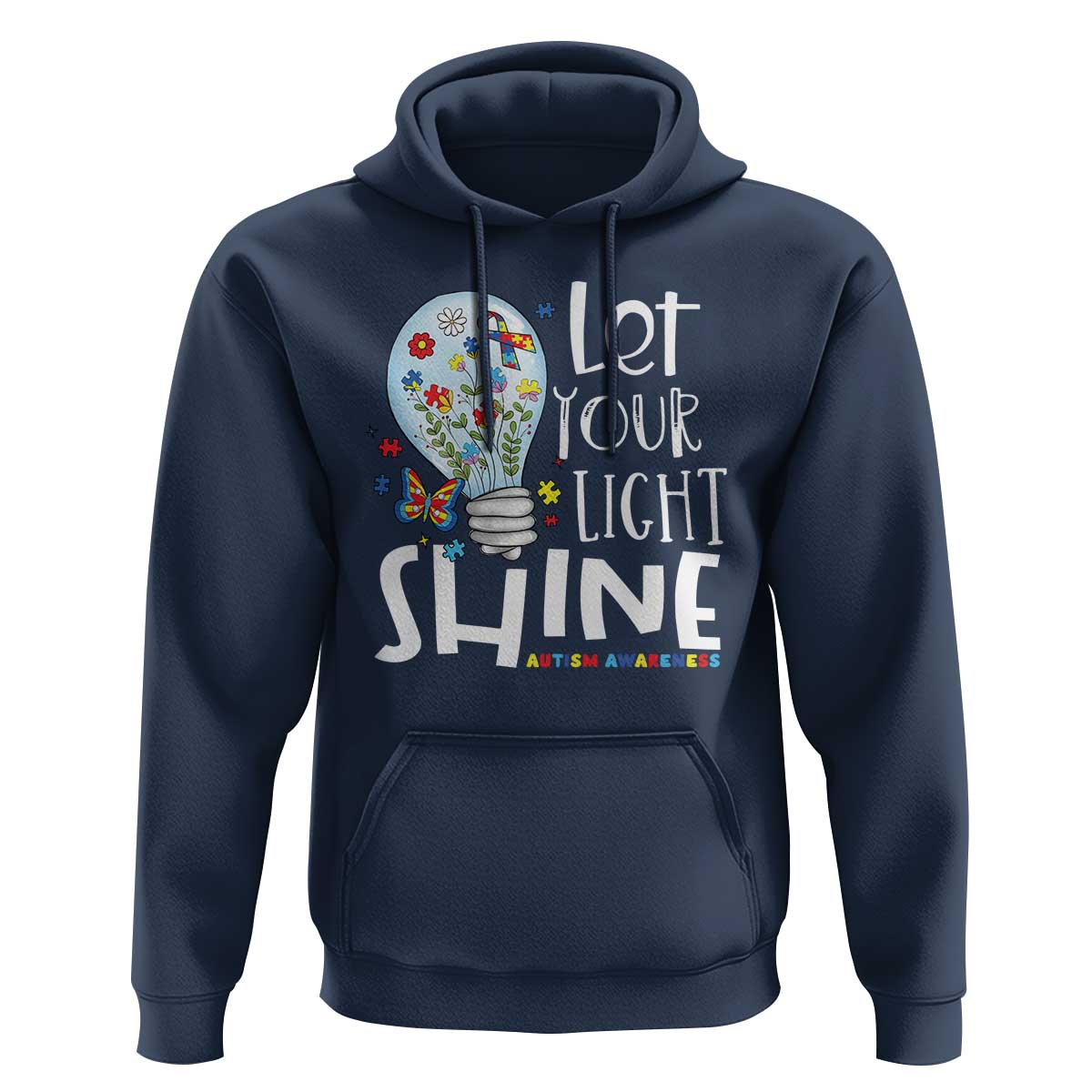 Autism Awareness Hoodie Let Your Light Shine Puzzle Ribbon Inspirational Quote