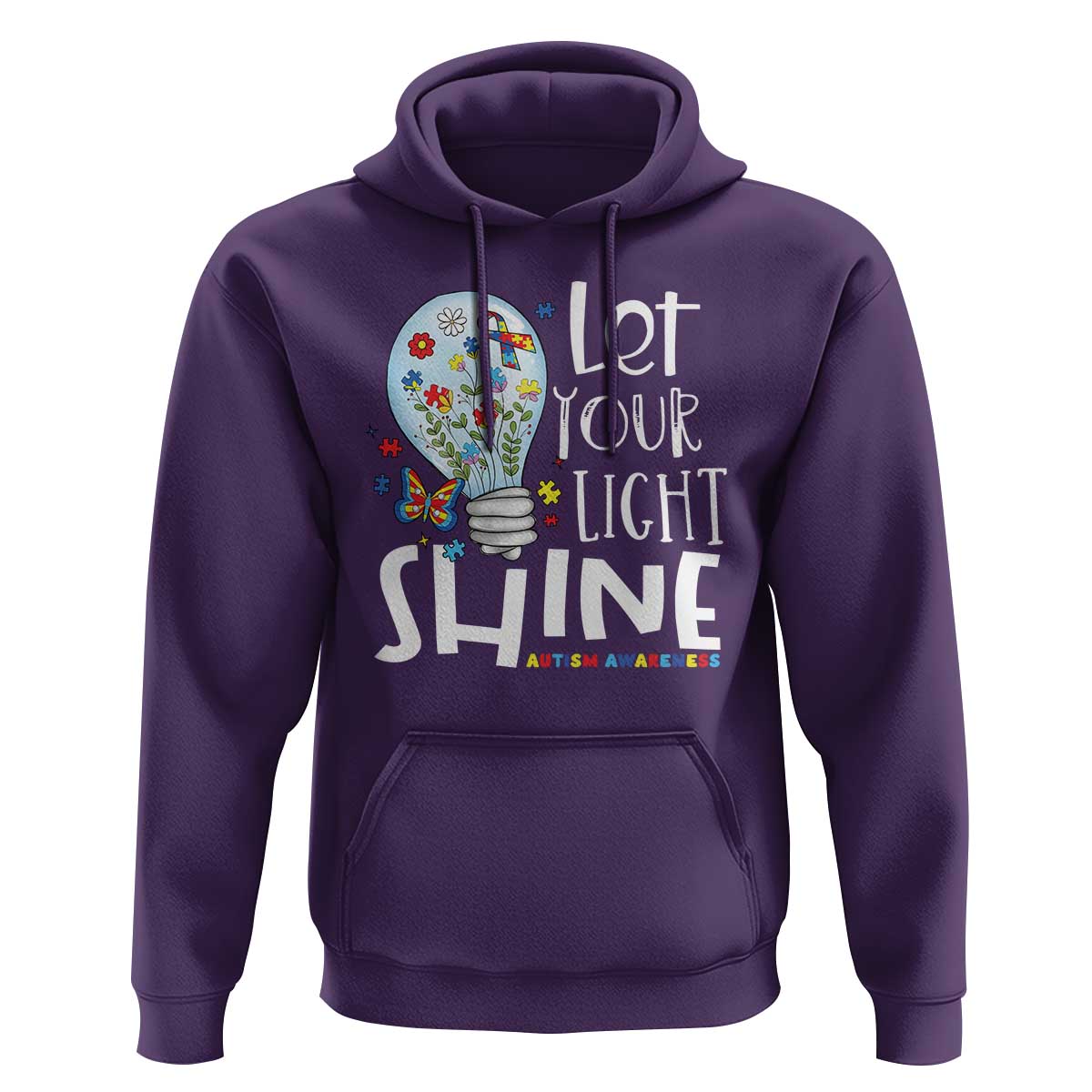 Autism Awareness Hoodie Let Your Light Shine Puzzle Ribbon Inspirational Quote
