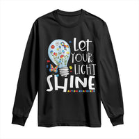 Autism Awareness Long Sleeve Shirt Let Your Light Shine Puzzle Ribbon Inspirational Quote