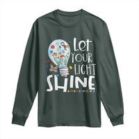 Autism Awareness Long Sleeve Shirt Let Your Light Shine Puzzle Ribbon Inspirational Quote