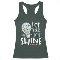 Autism Awareness Racerback Tank Top Let Your Light Shine Puzzle Ribbon Inspirational Quote