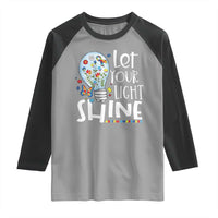Autism Awareness Raglan Shirt Let Your Light Shine Puzzle Ribbon Inspirational Quote