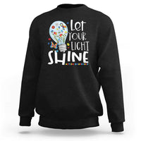 Autism Awareness Sweatshirt Let Your Light Shine Puzzle Ribbon Inspirational Quote
