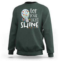 Autism Awareness Sweatshirt Let Your Light Shine Puzzle Ribbon Inspirational Quote