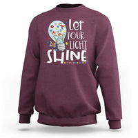 Autism Awareness Sweatshirt Let Your Light Shine Puzzle Ribbon Inspirational Quote