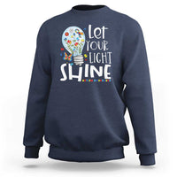 Autism Awareness Sweatshirt Let Your Light Shine Puzzle Ribbon Inspirational Quote