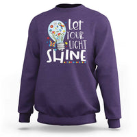 Autism Awareness Sweatshirt Let Your Light Shine Puzzle Ribbon Inspirational Quote