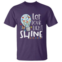 Autism Awareness T Shirt Let Your Light Shine Puzzle Ribbon Inspirational Quote