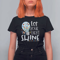 Autism Awareness T Shirt For Women Let Your Light Shine Puzzle Ribbon Inspirational Quote