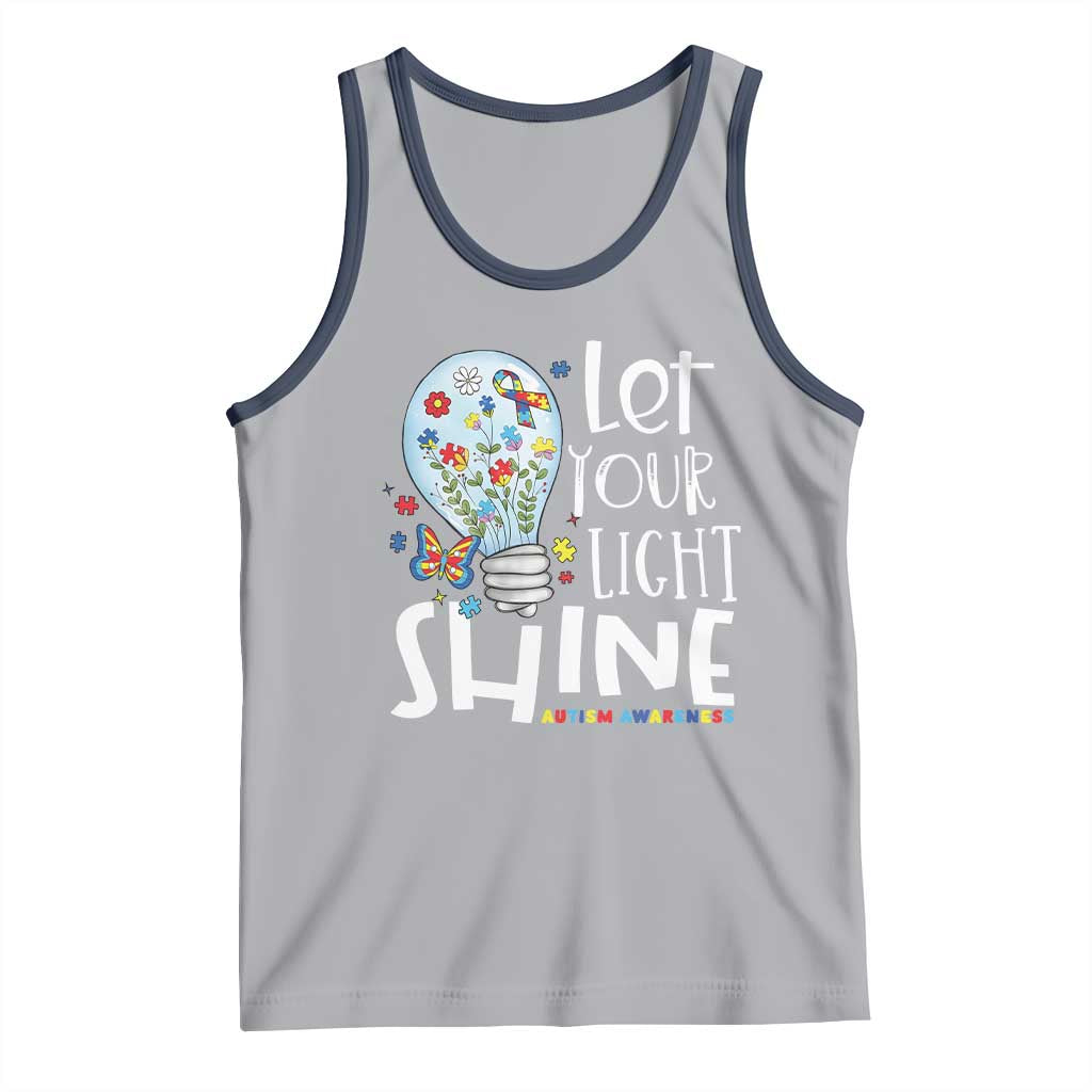 Autism Awareness Tank Top Let Your Light Shine Puzzle Ribbon Inspirational Quote