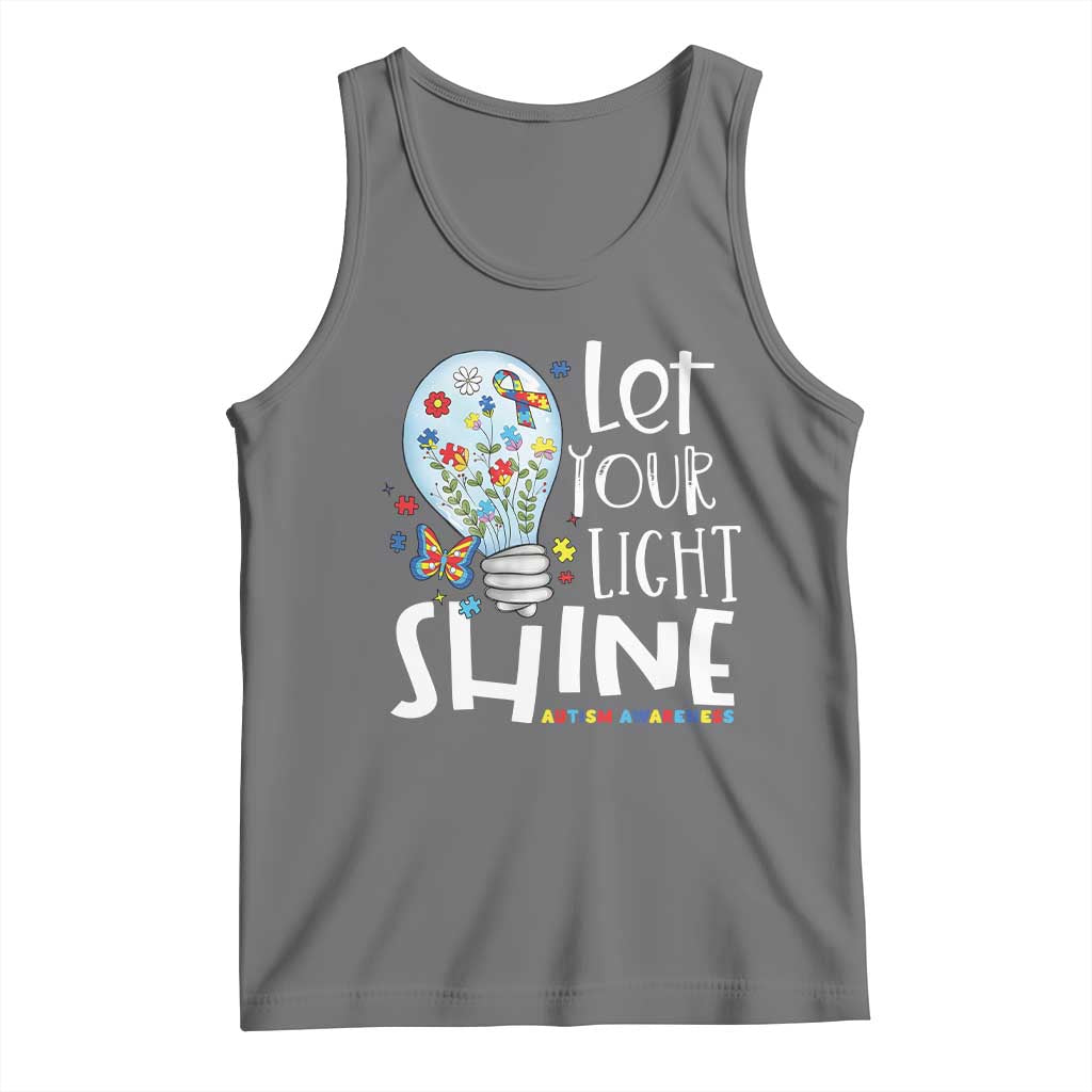 Autism Awareness Tank Top Let Your Light Shine Puzzle Ribbon Inspirational Quote