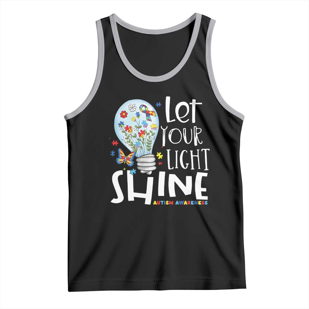 Autism Awareness Tank Top Let Your Light Shine Puzzle Ribbon Inspirational Quote