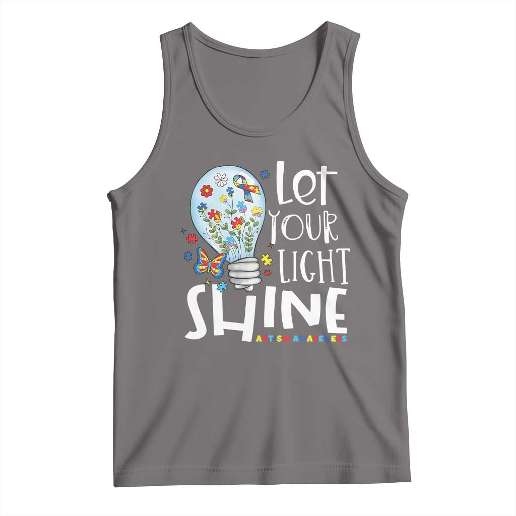 Autism Awareness Tank Top Let Your Light Shine Puzzle Ribbon Inspirational Quote