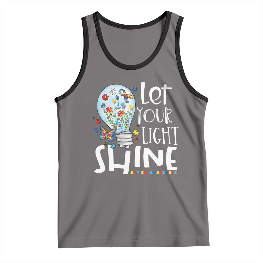 Autism Awareness Tank Top Let Your Light Shine Puzzle Ribbon Inspirational Quote
