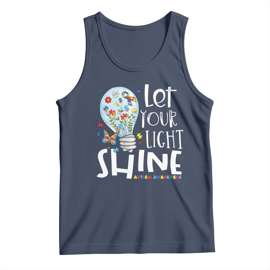 Autism Awareness Tank Top Let Your Light Shine Puzzle Ribbon Inspirational Quote