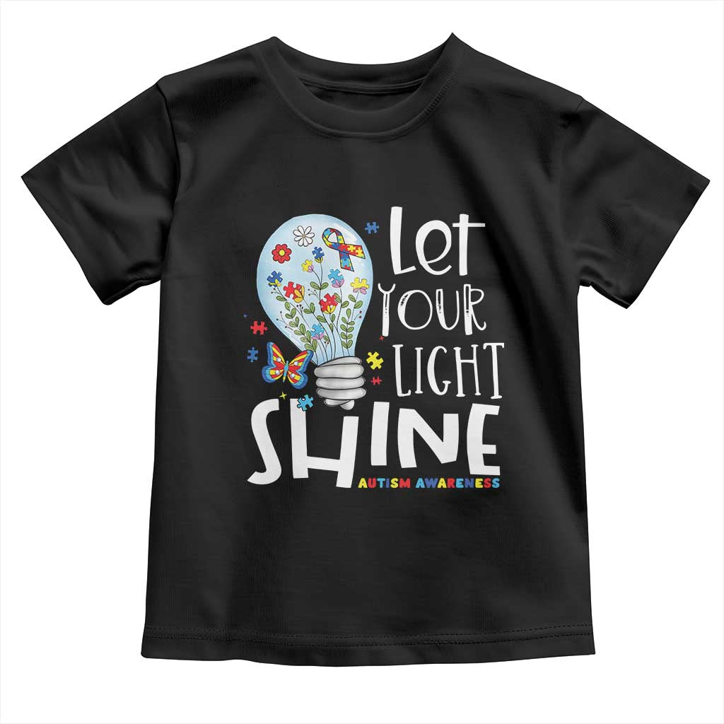 Autism Awareness Toddler T Shirt Let Your Light Shine Puzzle Ribbon Inspirational Quote