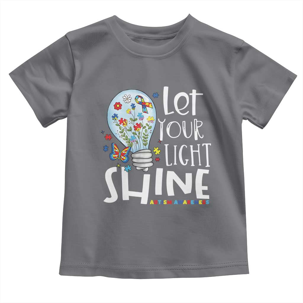 Autism Awareness Toddler T Shirt Let Your Light Shine Puzzle Ribbon Inspirational Quote