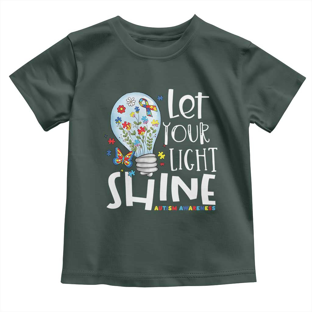 Autism Awareness Toddler T Shirt Let Your Light Shine Puzzle Ribbon Inspirational Quote