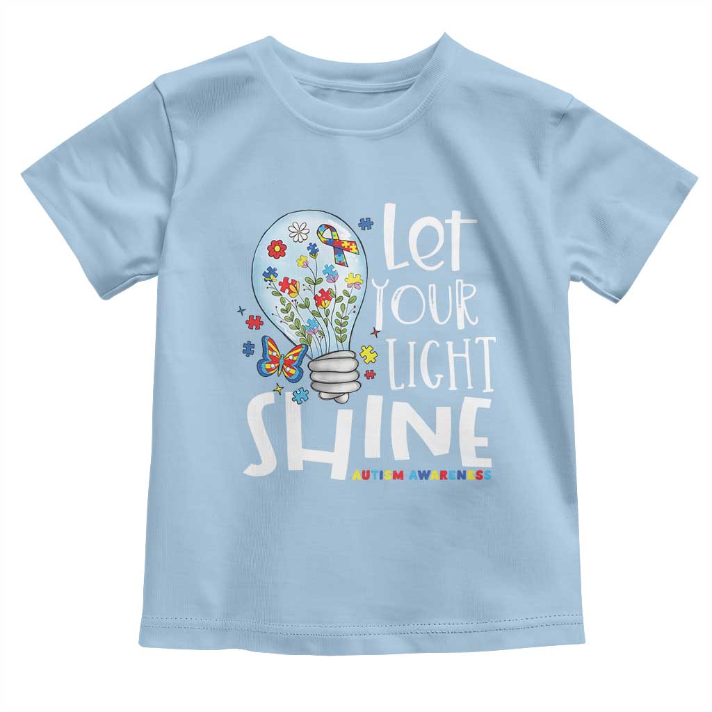 Autism Awareness Toddler T Shirt Let Your Light Shine Puzzle Ribbon Inspirational Quote