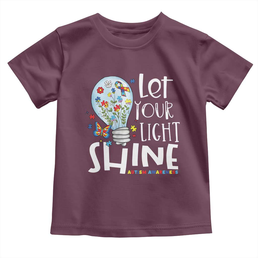 Autism Awareness Toddler T Shirt Let Your Light Shine Puzzle Ribbon Inspirational Quote