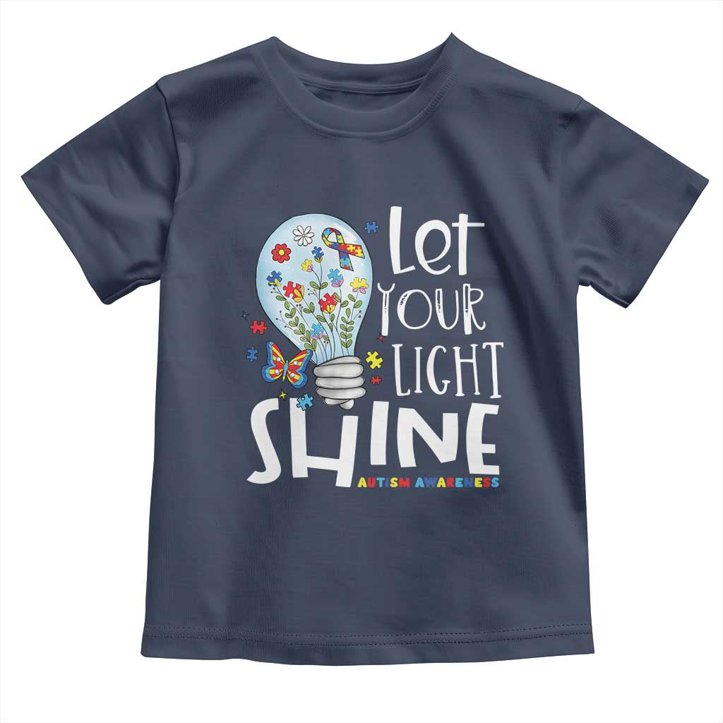 Autism Awareness Toddler T Shirt Let Your Light Shine Puzzle Ribbon Inspirational Quote