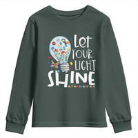 Autism Awareness Youth Sweatshirt Let Your Light Shine Puzzle Ribbon Inspirational Quote