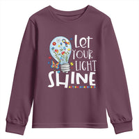Autism Awareness Youth Sweatshirt Let Your Light Shine Puzzle Ribbon Inspirational Quote