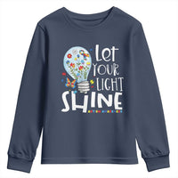Autism Awareness Youth Sweatshirt Let Your Light Shine Puzzle Ribbon Inspirational Quote