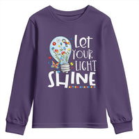 Autism Awareness Youth Sweatshirt Let Your Light Shine Puzzle Ribbon Inspirational Quote