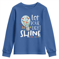 Autism Awareness Youth Sweatshirt Let Your Light Shine Puzzle Ribbon Inspirational Quote