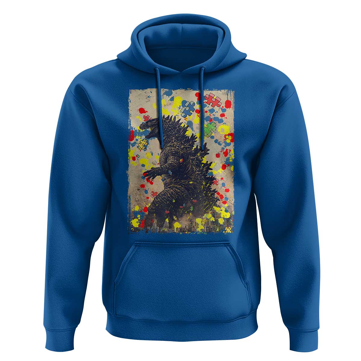 Funny Autism Awareness Japanese Giant Monster Hoodie Colorful Puzzles