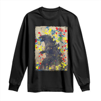 Funny Autism Awareness Japanese Giant Monster Long Sleeve Shirt Colorful Puzzles