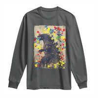 Funny Autism Awareness Japanese Giant Monster Long Sleeve Shirt Colorful Puzzles