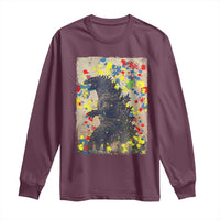 Funny Autism Awareness Japanese Giant Monster Long Sleeve Shirt Colorful Puzzles