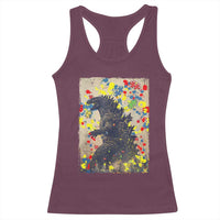 Funny Autism Awareness Japanese Giant Monster Racerback Tank Top Colorful Puzzles