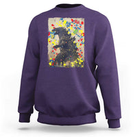 Funny Autism Awareness Japanese Giant Monster Sweatshirt Colorful Puzzles