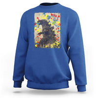 Funny Autism Awareness Japanese Giant Monster Sweatshirt Colorful Puzzles