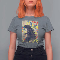 Funny Autism Awareness Japanese Giant Monster T Shirt For Women Colorful Puzzles