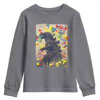 Funny Autism Awareness Japanese Giant Monster Youth Sweatshirt Colorful Puzzles