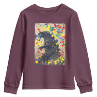 Funny Autism Awareness Japanese Giant Monster Youth Sweatshirt Colorful Puzzles