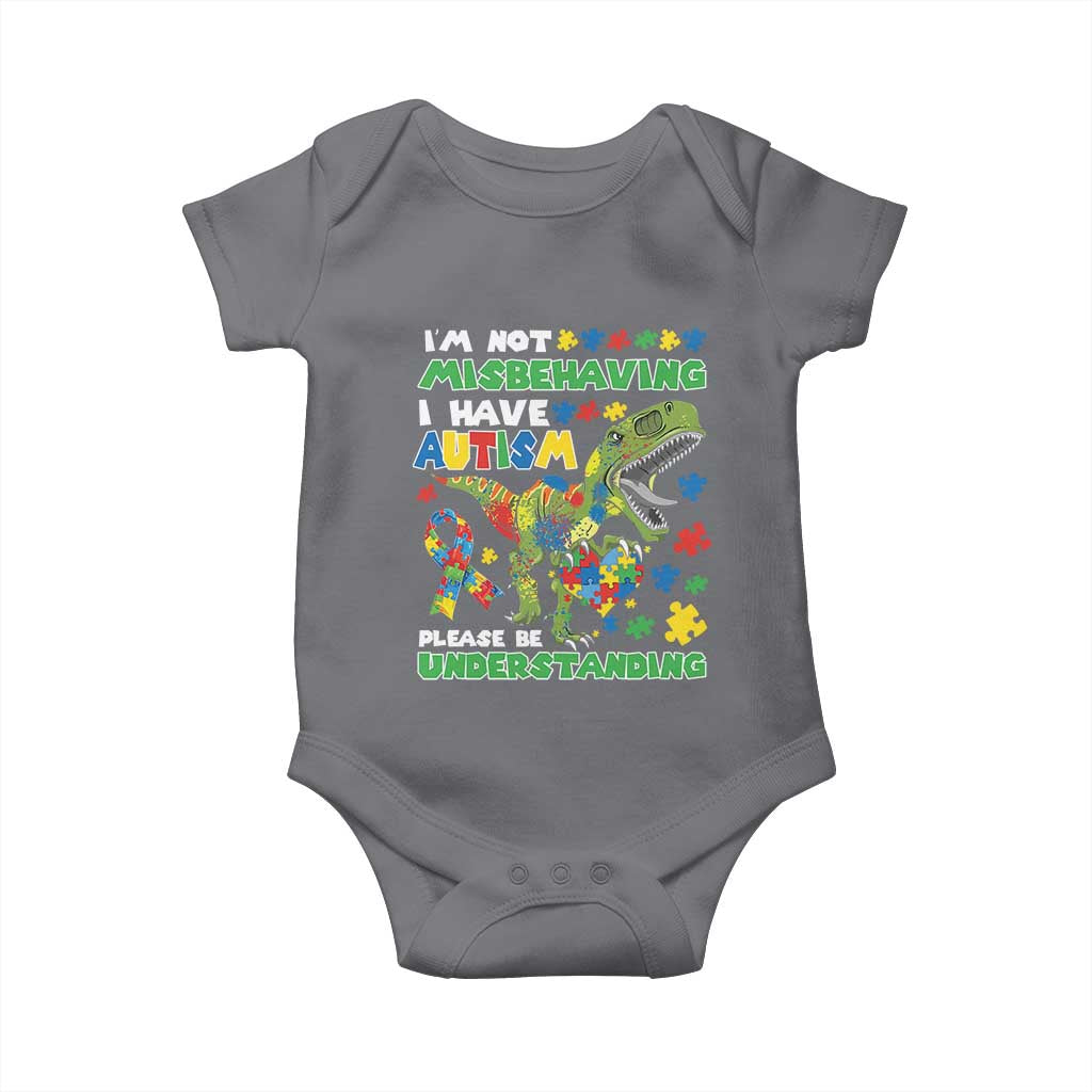 Funny Autism Awareness Dinosaur Baby Onesie I'm Not Misbehaving I Have Autism Please Be Understanding