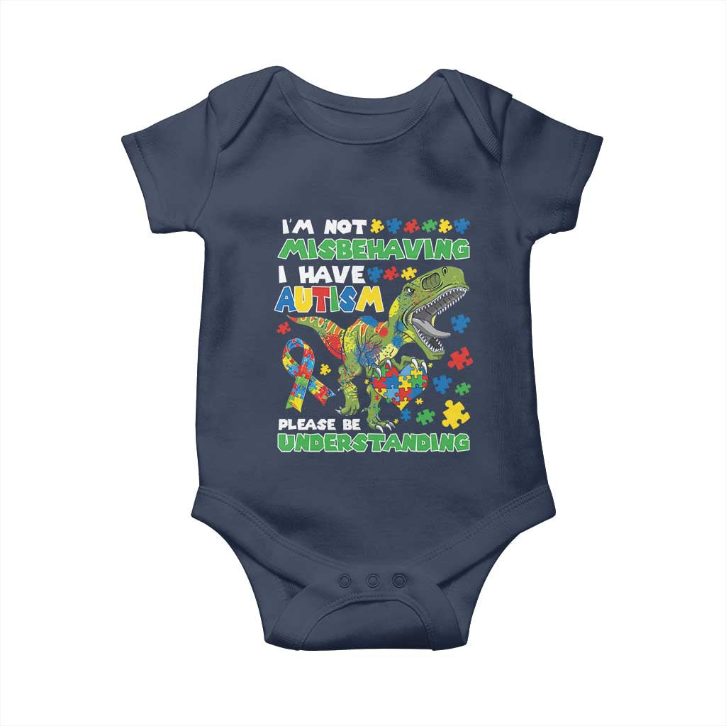 Funny Autism Awareness Dinosaur Baby Onesie I'm Not Misbehaving I Have Autism Please Be Understanding