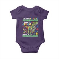 Funny Autism Awareness Dinosaur Baby Onesie I'm Not Misbehaving I Have Autism Please Be Understanding