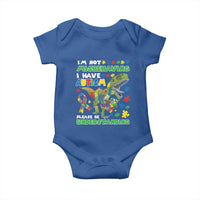 Funny Autism Awareness Dinosaur Baby Onesie I'm Not Misbehaving I Have Autism Please Be Understanding