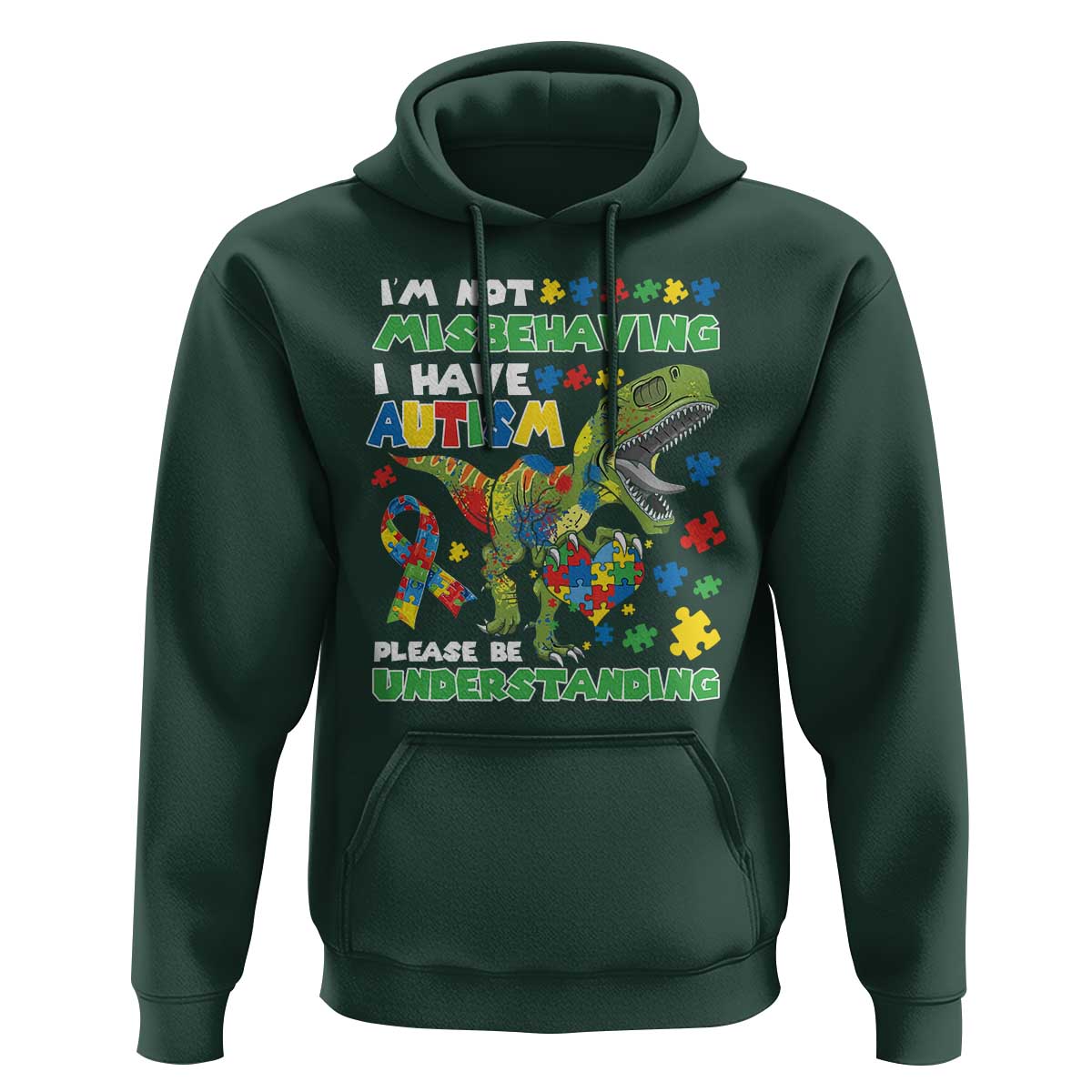 Funny Autism Awareness Dinosaur Hoodie I'm Not Misbehaving I Have Autism Please Be Understanding