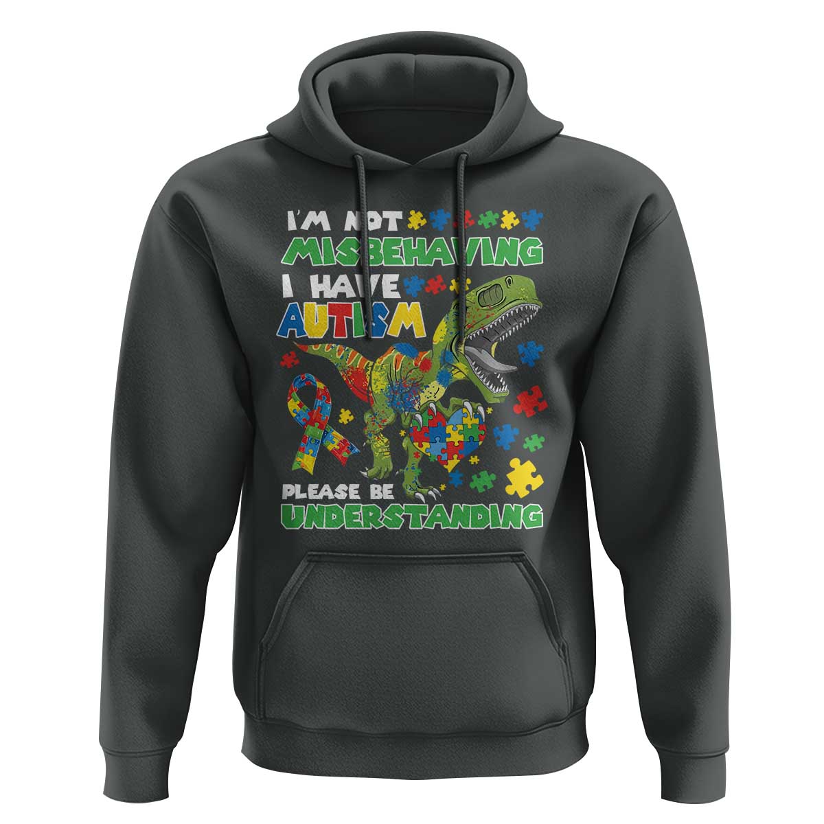 Funny Autism Awareness Dinosaur Hoodie I'm Not Misbehaving I Have Autism Please Be Understanding