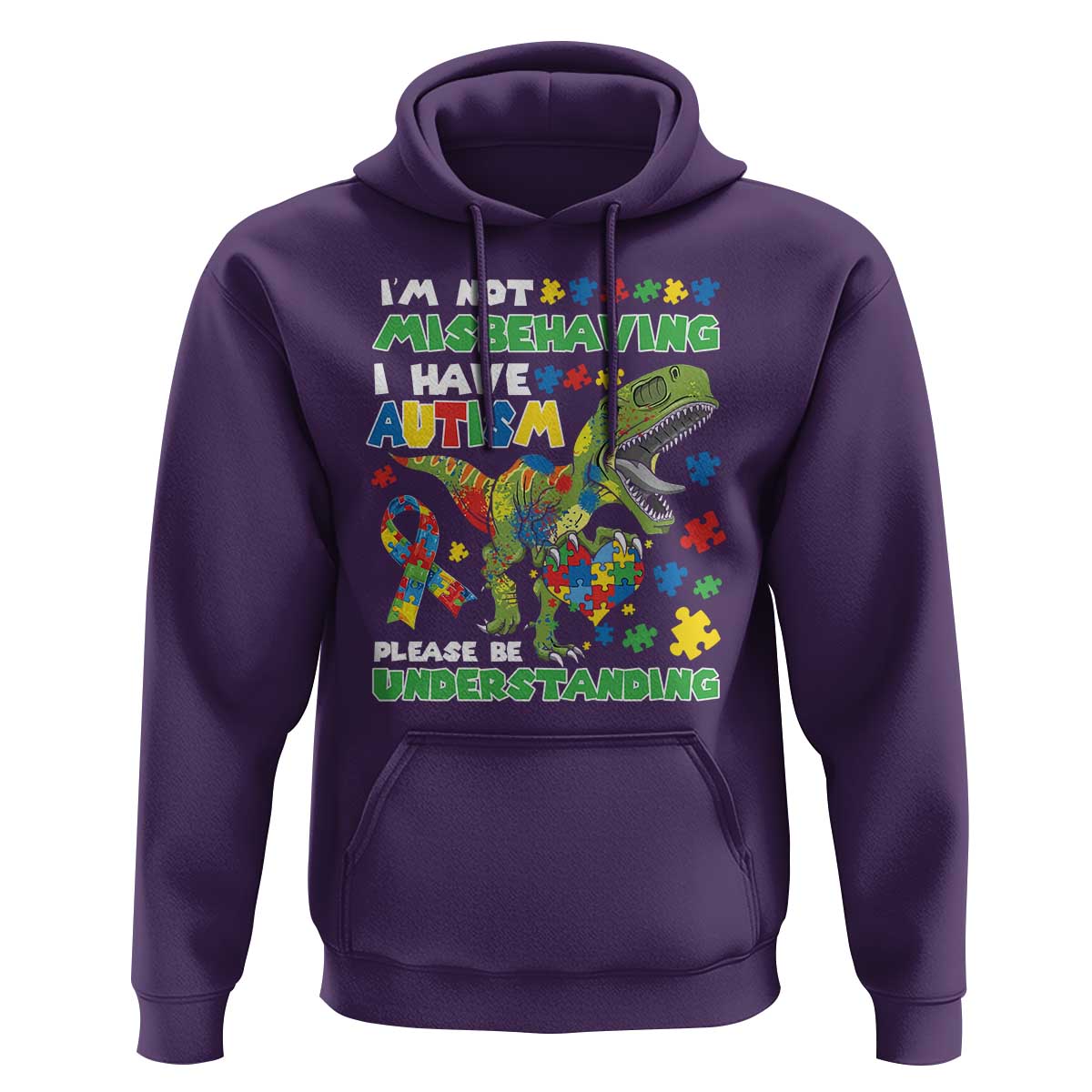 Funny Autism Awareness Dinosaur Hoodie I'm Not Misbehaving I Have Autism Please Be Understanding