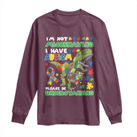 Funny Autism Awareness Dinosaur Long Sleeve Shirt I'm Not Misbehaving I Have Autism Please Be Understanding