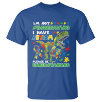 Funny Autism Awareness Dinosaur T Shirt I'm Not Misbehaving I Have Autism Please Be Understanding