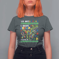 Funny Autism Awareness Dinosaur T Shirt For Women I'm Not Misbehaving I Have Autism Please Be Understanding